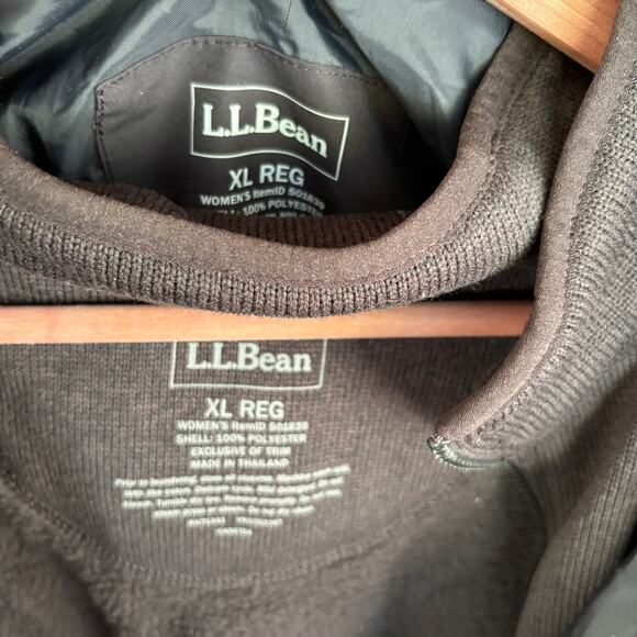 LL Bean Womens 3 in 1 Jacket XL Black L.L. Bean Hood Sweater Fleece Zip Coat - Picture 4 of 9